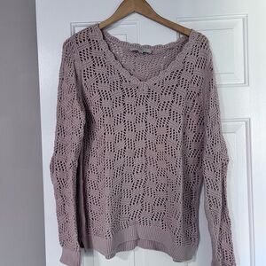 LOFT Women's Dusty Pink V-Neck Sweater